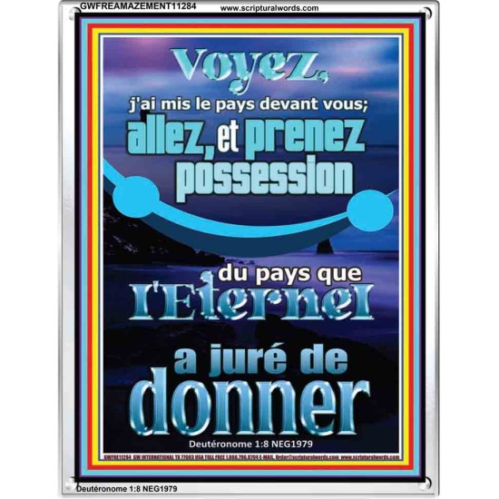 allez, et prenez possession du pays que l'Eternel a juré de donner Art mural scripturaire avec cadre acrylique (GWFREAMAZEMENT11284) 