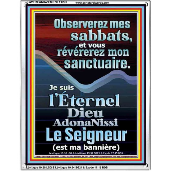 Observerez mes sabbats, et vous révérerez mon sanctuaire.  Cadre acrylique versets bibliques pour la maison en ligne (GWFREAMAZEMENT11297) 