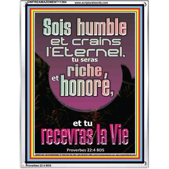 Sois humble et crains l'Eternel, Cadre acrylique scriptural unique (GWFREAMAZEMENT11364) 