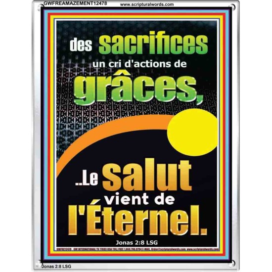 des sacrifices un cri d'actions de grâces, Cadre acrylique avec versets bibliques pour la maison en ligne (GWFREAMAZEMENT12478) 