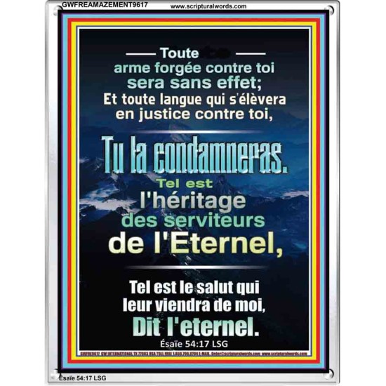 Toute arme forgée contre toi sera sans effet; Cadre acrylique d'église (GWFREAMAZEMENT9617) 