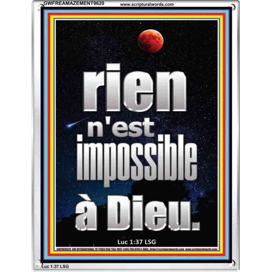 Car rien n'est impossible à Dieu. Cadre acrylique d'art mural inspirant ultime (GWFREAMAZEMENT9620) 