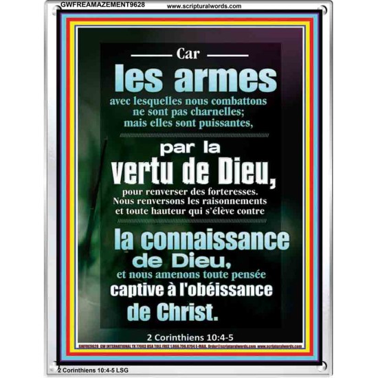 Car les armes avec lesquelles nous combattons ne sont pas charnelles;  Cadre acrylique mural sanctuaire (GWFREAMAZEMENT9628) 