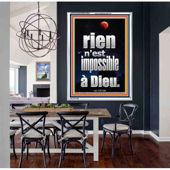 Car rien n'est impossible à Dieu. Cadre acrylique d'art mural inspirant ultime (GWFREAMAZEMENT9620) 