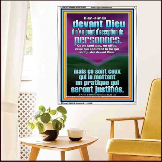 Bien-aimés devant Dieu il n'y a point d'acception de personnes. Cadre acrylique Verset biblique en ligne (GWFREAMAZEMENT11290) 