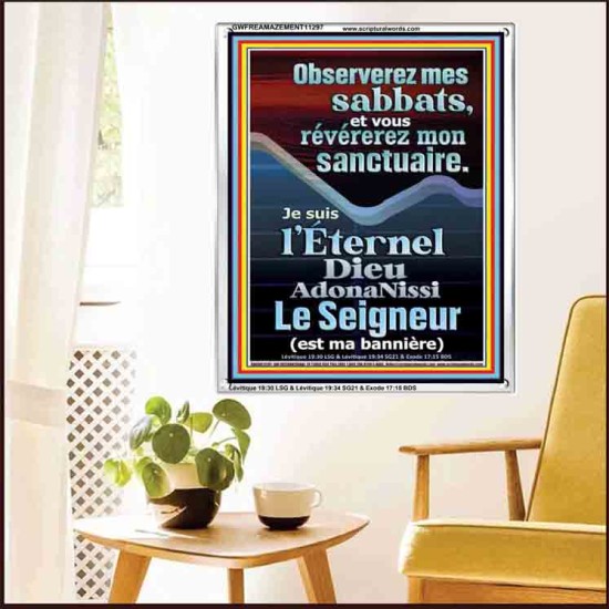 Observerez mes sabbats, et vous révérerez mon sanctuaire.  Cadre acrylique versets bibliques pour la maison en ligne (GWFREAMAZEMENT11297) 