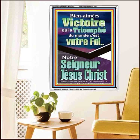 Victoire qui a Triomphé du monde, Jésus Christ.  Cadeau de cadre acrylique d'image de versets bibliques (GWFREAMAZEMENT11592) 