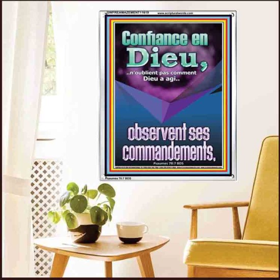 Confiance en Dieu, observent ses commandements. Cadre acrylique d'église (GWFREAMAZEMENT11619) 