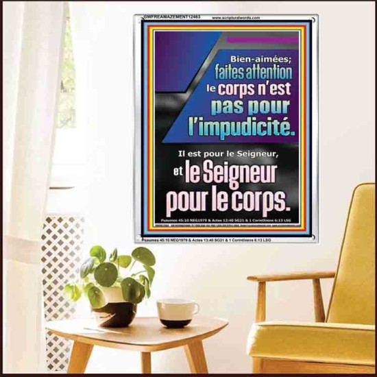 faites attention le corps n'est pas pour l'impudicité. Il est pour le Seigneur, Cadre acrylique puissance éternelle (GWFREAMAZEMENT12463) 