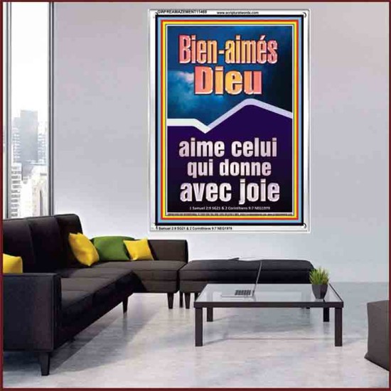 Dieu aime celui qui donne avec joie Art mural des Écritures (GWFREAMAZEMENT11469) 