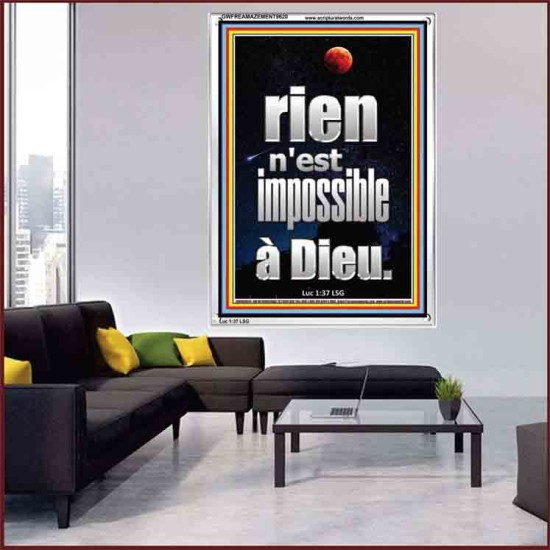 Car rien n'est impossible à Dieu. Cadre acrylique d'art mural inspirant ultime (GWFREAMAZEMENT9620) 