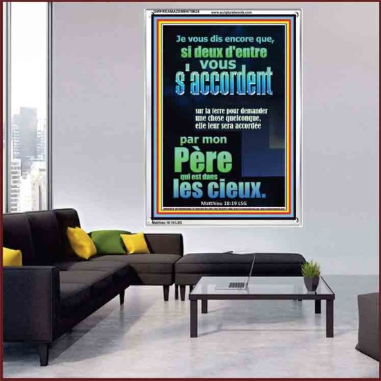 si deux d'entre vous s'accordent sur la terre pour demander une chose quelconque,  Cadre acrylique chrétien juste vivant (GWFREAMAZEMENT9624) 