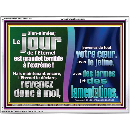 revenez de tout votre cœur, avec le jeûne, avec des larmes |et des lamentations. Cadre acrylique d'art mural inspirant ultime (GWFREAMBASSADOR11702) 