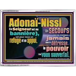 Adonaï-Nissi le pouvoir |de vous sauver[a]. Verset biblique imprimable sur cadre acrylique (GWFREAMBASSADOR12635) "48X32"