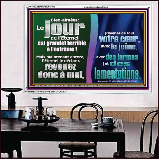 revenez de tout votre cœur, avec le jeûne, avec des larmes |et des lamentations. Cadre acrylique d'art mural inspirant ultime (GWFREAMBASSADOR11702) 