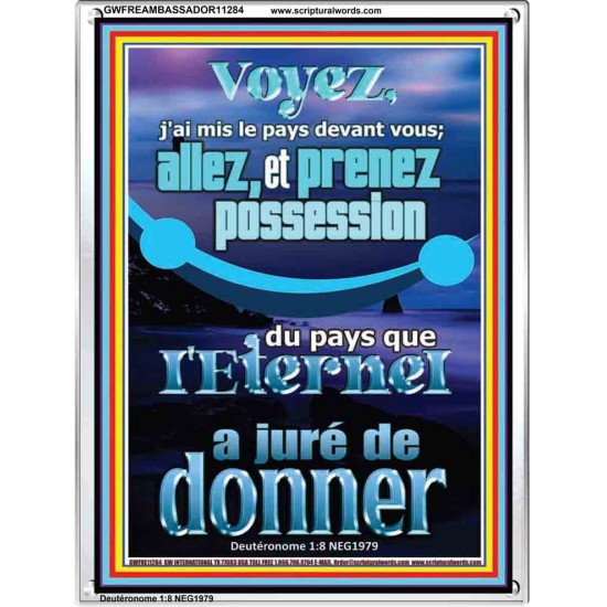 allez, et prenez possession du pays que l'Eternel a juré de donner Art mural scripturaire avec cadre acrylique (GWFREAMBASSADOR11284) 