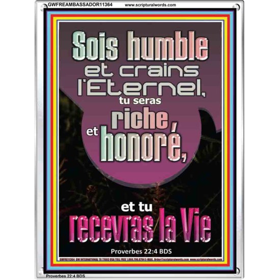 Sois humble et crains l'Eternel, Cadre acrylique scriptural unique (GWFREAMBASSADOR11364) 