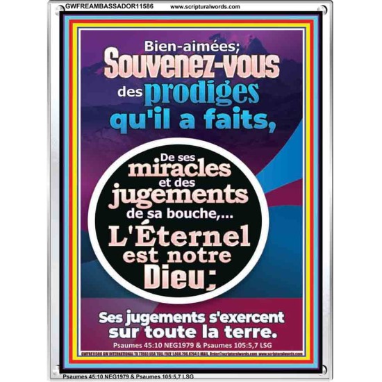 Souvenez-vous des prodiges qu'il a faits, De ses miracles et des jugements de sa bouche, Art du cadre acrylique versets bibliques (GWFREAMBASSADOR11586) 