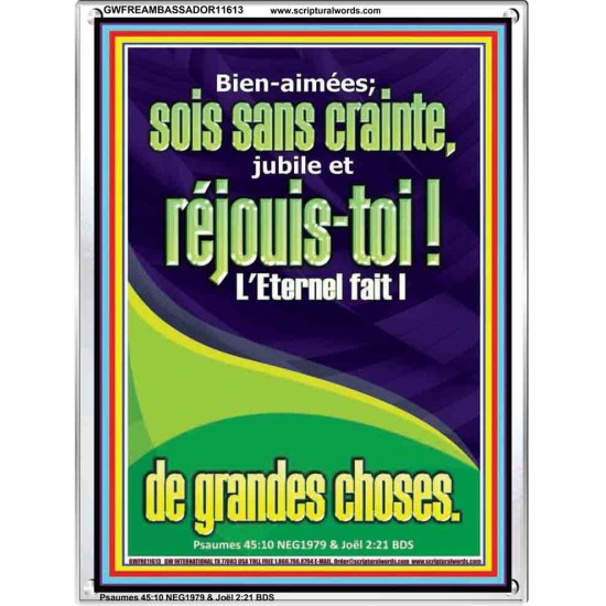 réjouis-toi?! L'Eternel fait |de grandes choses. Cadre acrylique d'art mural inspirant ultime (GWFREAMBASSADOR11613) 