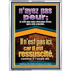 je sais que vous cherchez Jésus, qui a été crucifié..Il n'est pas ici, car il est ressuscité, comme il l'avait dit. Cadres acryliques versets bibliques en ligne (GWFREAMBASSADOR12473) "32X48"