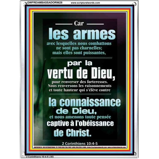 Car les armes avec lesquelles nous combattons ne sont pas charnelles;  Cadre acrylique mural sanctuaire (GWFREAMBASSADOR9628) 