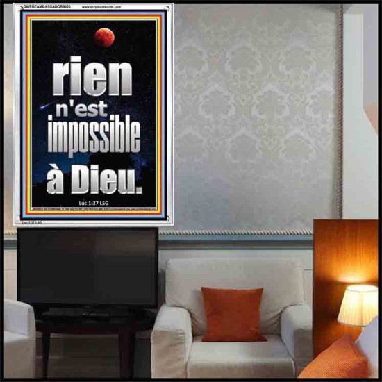 Car rien n'est impossible à Dieu. Cadre acrylique d'art mural inspirant ultime (GWFREAMBASSADOR9620) 