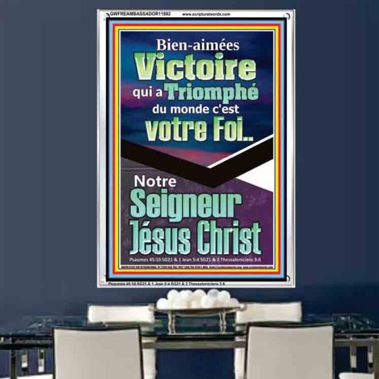 Victoire qui a Triomphé du monde, Jésus Christ.  Cadeau de cadre acrylique d'image de versets bibliques (GWFREAMBASSADOR11592) 