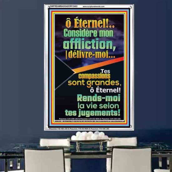 Tes compassions sont grandes, ô Éternel! Rends-moi la vie selon tes jugements! Cadre acrylique chrétien juste vivant (GWFREAMBASSADOR12453) 