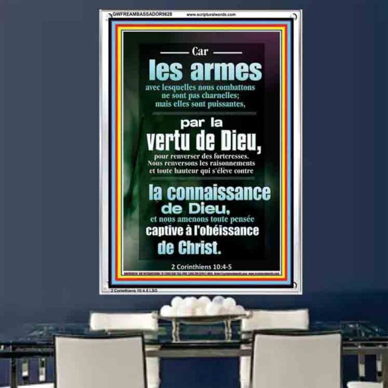 Car les armes avec lesquelles nous combattons ne sont pas charnelles;  Cadre acrylique mural sanctuaire (GWFREAMBASSADOR9628) 