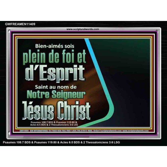 Bien-aimés sois plein de foi et d'Esprit Saint Cadre acrylique scriptural unique (GWFREAMEN11409) 