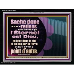 Sache donc en ce jour, et retiens dans ton coeur que l'Éternel est Dieu,  Signes de cadre en acrylique des Écritures (GWFREAMEN11542) 