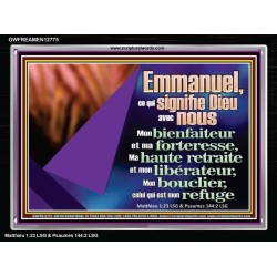 Emmanuel, ce qui signifie Dieu avec nous....Mon bienfaiteur et mon libérateur. Cadre acrylique scriptural unique (GWFREAMEN12775) 