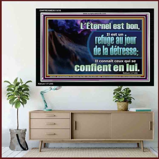 L'Éternel est un refuge au jour de la détresse. Cadre acrylique mural sanctuaire (GWFREAMEN11416) 