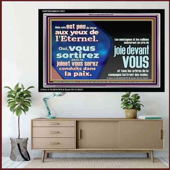 Oui, vous sortirez dans la joieet vous serez conduits dans la paix. Art mural scripturaire avec cadre acrylique (GWFREAMEN11651) 