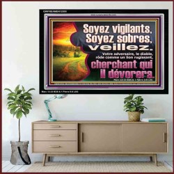 Soyez vigilants, Soyez sobres, veillez. Art mural chrétien avec cadre en acrylique (GWFREAMEN12555) 