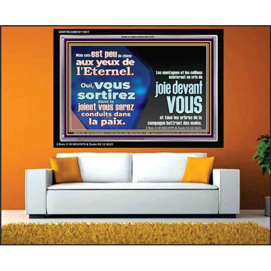 Oui, vous sortirez dans la joieet vous serez conduits dans la paix. Art mural scripturaire avec cadre acrylique (GWFREAMEN11651) 