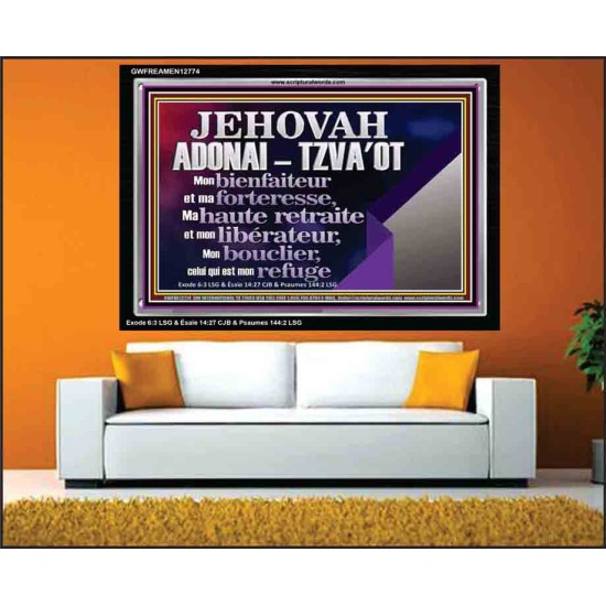 JEHOVAH ADONAI  TZVA'OT....Mon bienfaiteur et mon libérateur. Cadre acrylique d'art mural inspirant ultime (GWFREAMEN12774) 