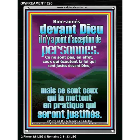 Bien-aimés devant Dieu il n'y a point d'acception de personnes. Cadre acrylique Verset biblique en ligne (GWFREAMEN11290) 