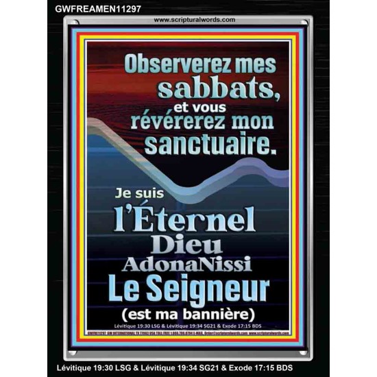 Observerez mes sabbats, et vous révérerez mon sanctuaire.  Cadre acrylique versets bibliques pour la maison en ligne (GWFREAMEN11297) 