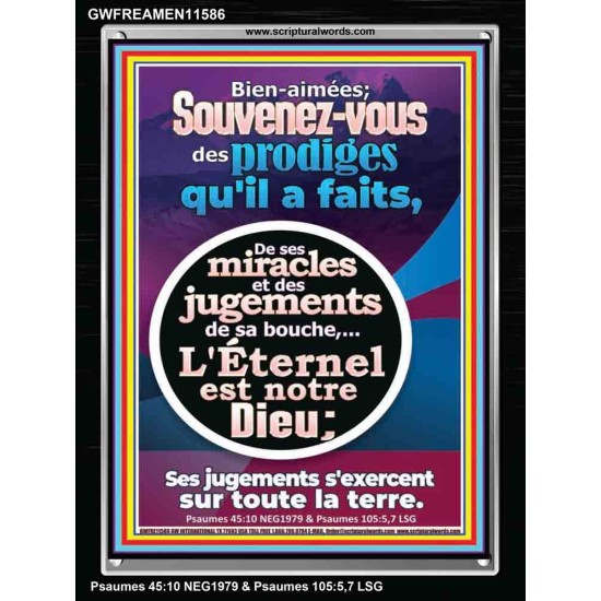 Souvenez-vous des prodiges qu'il a faits, De ses miracles et des jugements de sa bouche, Art du cadre acrylique versets bibliques (GWFREAMEN11586) 