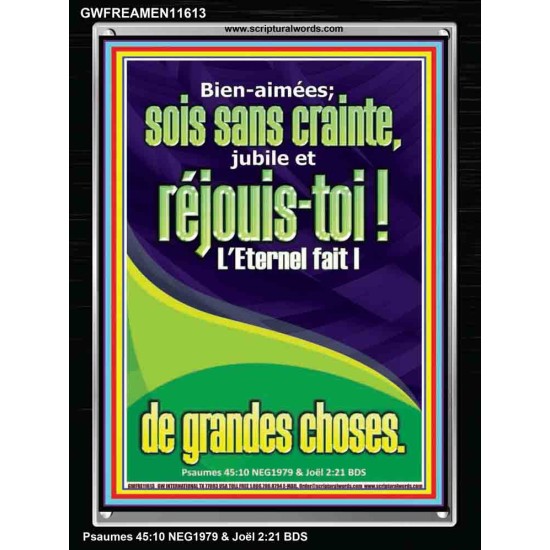 réjouis-toi?! L'Eternel fait |de grandes choses. Cadre acrylique d'art mural inspirant ultime (GWFREAMEN11613) 