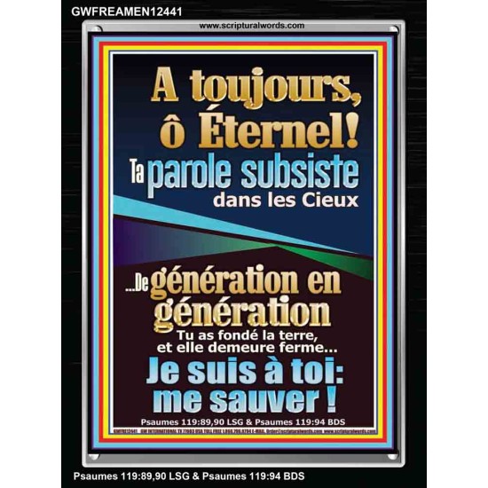 De génération en génération Tu sont Dieu Jéhovah sauve-moi. Affiche; Cadre acrylique scriptural unique (GWFREAMEN12441) 