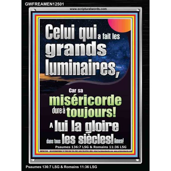 Celui qui a fait les grands luminaires, Cadre acrylique d'art mural chrétien contemporain (GWFREAMEN12501) 