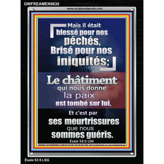 Et c'est par ses meurtrissures que nous sommes guéris. Image biblique unique (GWFREAMEN9630) 