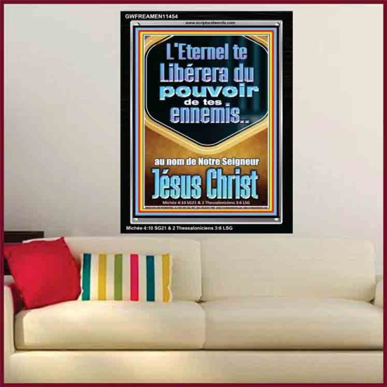 L'Eternel te Libérera du pouvoir de tes ennemis Cadre acrylique avec versets bibliques pour la maison en ligne (GWFREAMEN11454) 