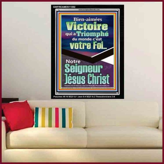 Victoire qui a Triomphé du monde, Jésus Christ.  Cadeau de cadre acrylique d'image de versets bibliques (GWFREAMEN11592) 