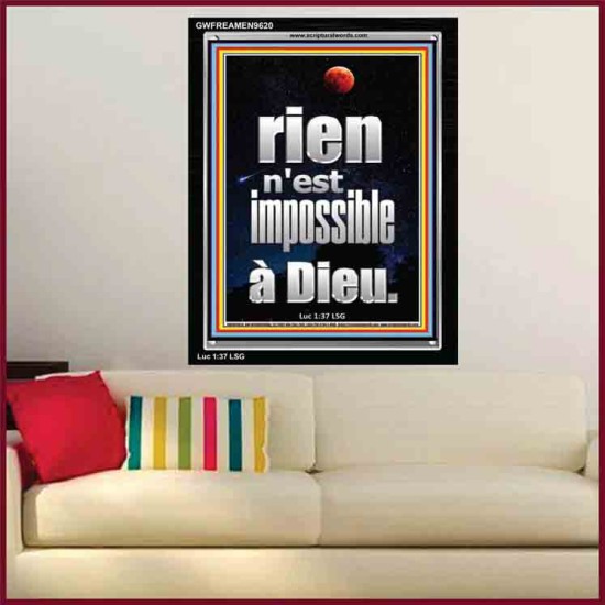 Car rien n'est impossible à Dieu. Cadre acrylique d'art mural inspirant ultime (GWFREAMEN9620) 