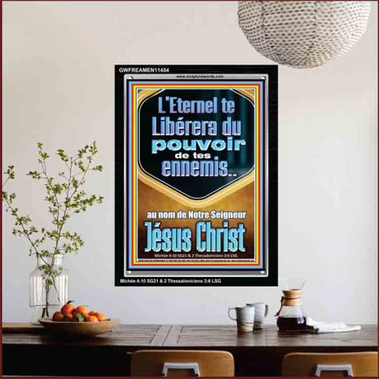 L'Eternel te Libérera du pouvoir de tes ennemis Cadre acrylique avec versets bibliques pour la maison en ligne (GWFREAMEN11454) 