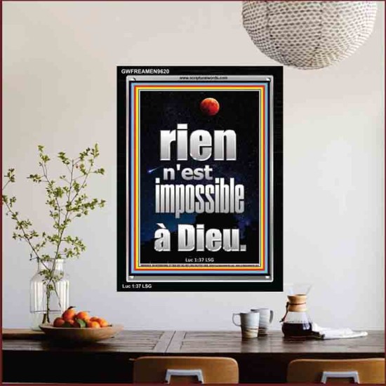 Car rien n'est impossible à Dieu. Cadre acrylique d'art mural inspirant ultime (GWFREAMEN9620) 