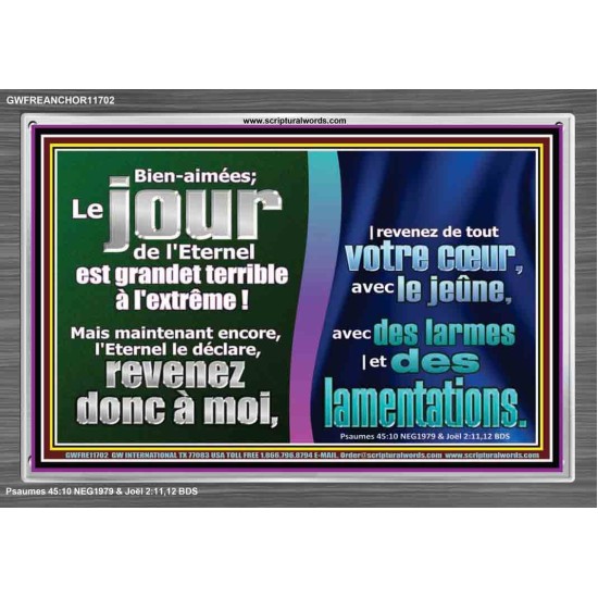 revenez de tout votre cœur, avec le jeûne, avec des larmes |et des lamentations. Cadre acrylique d'art mural inspirant ultime (GWFREANCHOR11702) 